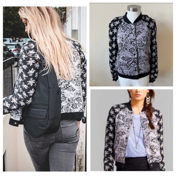 Free People pattern mix lightweight bomber jacket 17445 - Picture 1 of 16